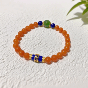 D91 Bead Bracelet: Red Agate Six-Character Mantra