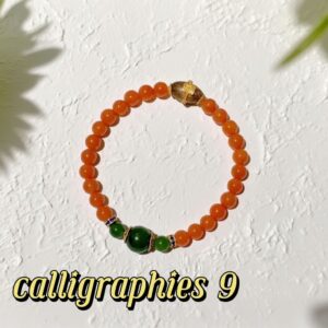 D93 Bead Bracelet: Red Agate, Chenxiang & Jasper: Dzambhala – Goddess of Wealth
