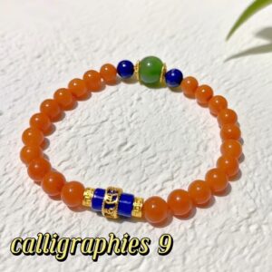 D91 Bead Bracelet: Red Agate Six-Character Mantra